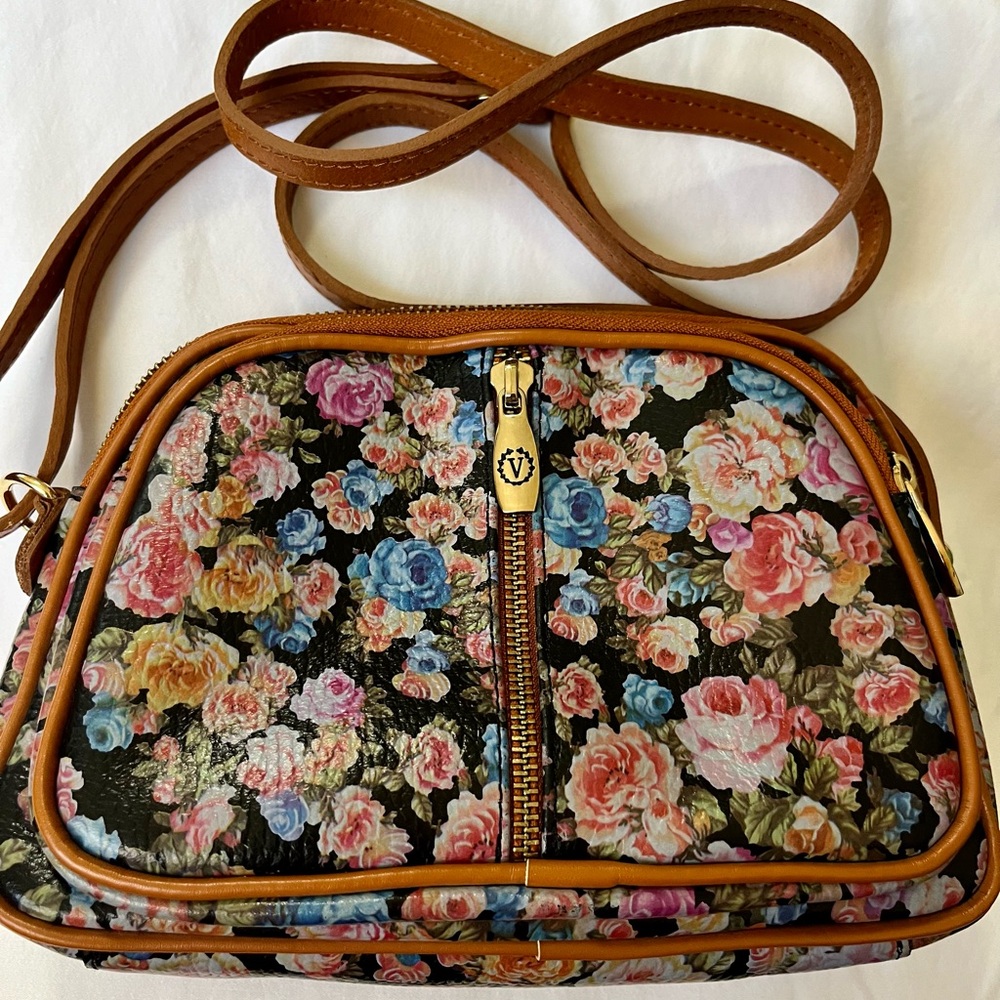 Valentina Crossbody Floral Leather Bag
